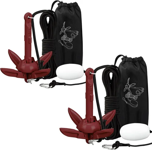 Vista 34 de Lounsweer Paquete de 2 anclajes de kayak marino de 1.5/3.5 libras, kit de anclaje plegable para barco, kayak, pesca, accesorios para botes pequeños