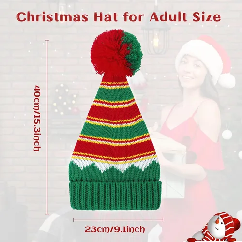 Vista 16 de American Trends Gorro de Papá Noel, gorro de Navidad cálido para invierno, gorro holgado de punto trenzado para adultos, mujeres y hombres, fiesta