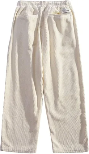 Vista 4 de Aelfric Eden Pantalones de pana vintage para hombre, pantalones largos y sólidos con cintura elástica, pantalones casuales de hip hop, pantalones