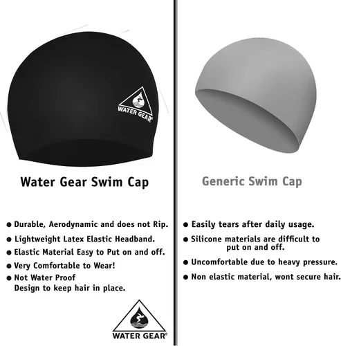 Vista 7 de Water Gear Synthetic Fiber Swim Cap - Comfortable and Durable Swimming Cap - Keeps Short or Long Hair Dry