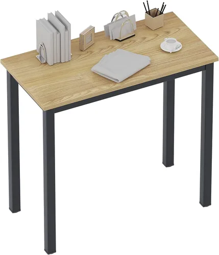 Vista 6 de sogesfurniture BHUS-AC3BB-8040 - Escritorio de oficina resistente con certificación BIFMA, teca y negro, BHUS-AC3BB-8040