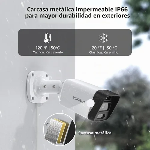 Vista 4 de Sistema de cámara de seguridad con cable, 8 canales 5MP Lite CCTV DVR kit con 4 cámaras de seguridad AHD para el hogar de 3MP al aire libre, carcasa