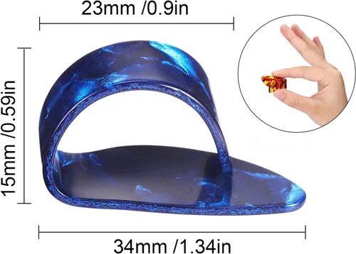Vista 3 de Frienda Púas de dedo para pulgar, palillos planos, púas de guitarra de mano de celuloide
