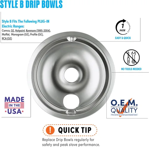 Vista 2 de Range Kleen 11920-4X GE bandejas de goteo que contienen 2 unidades cada una 119A, 120A, cromo