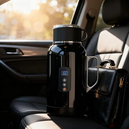 Vista 3 de Hervidor eléctrico para automóvil, olla de calefacción portátil para té, café y agua caliente, ideal para viajes por carretera, camping, viajes