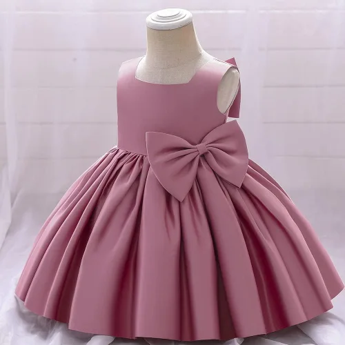 Vista 2 de 6M-8T - Vestido de fiesta de tutú para bebé, con lazo grande, para concurso de cumpleaños, para bautizo