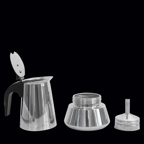 Vista 6 de Cafetera de café expreso, cafetera de acero inoxidable, cafetera italiana para el hogar y campamento, 4 tazas
