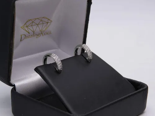 Vista 3 de Dazzlingrock Collection Pendientes de aro de oro blanco de 10 quilates de 0,30 quilates de oro blanco