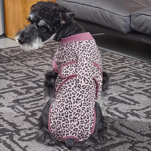 Vista 8 de Jiupety Traje de recuperación para perros ajustable, body para perros para heridas abdominales después de cirugía, collar electrónico sustituto Pink
