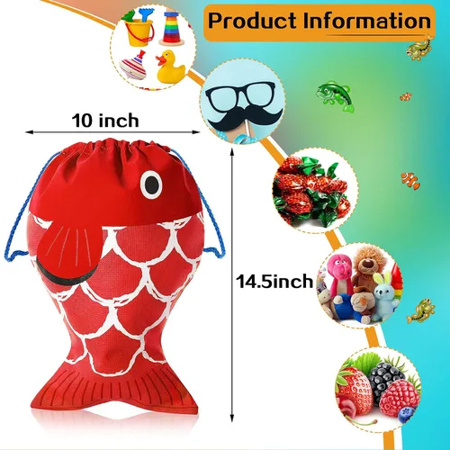 Vista 2 de Weewooday Little Fisherman - Mochila con cordón para fiesta de pesca, suministros de fiesta para niños y niñas, bolsa de regalo para acampar