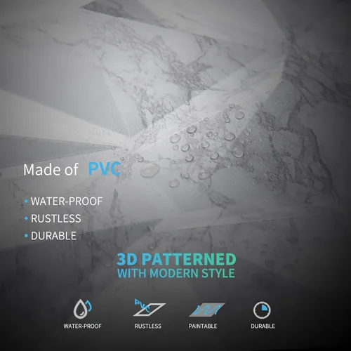 Vista 6 de Art3d Textures - Paneles de pared 3D con diseño de diamante de mármol blanco brillante para decoración de pared interior, paquete de 12 azulejos