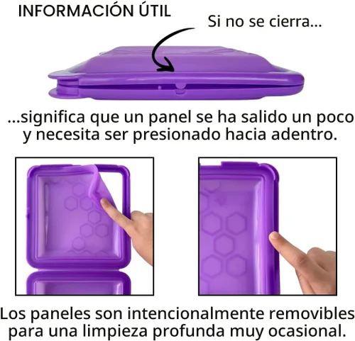 Vista 9 de Big Bee, Little Bee - SoftShell Contenedor de silicona reutilizable para almacenamiento de alimentos con tapa de concha conectada, fácil de limpiar