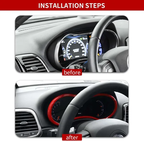 Vista 2 de Hoolcar Cubierta de bisel de tablero de control central para Jeep Grand Cherokee 2014-2021, accesorios interiores de ABS, color rojo