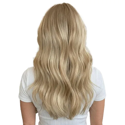 Vista 10 de Moresoo Extensiones de cabello humano con clip, balayage, color marrón oscuro a marrón dorado con clip, extensiones de cabello humano con clip, 5