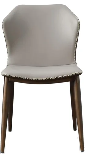 Vista 4 de Silla de comedor de cocina, sillas de comedor, sillas de comedor, juego de 4 sillas de comedor modernas de cuero de microfibra con respaldo alto Gris