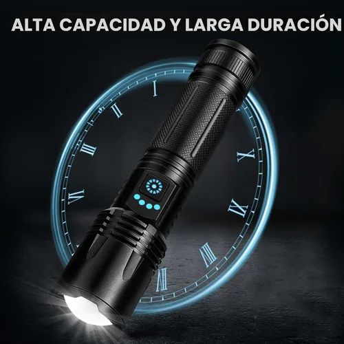 Vista 4 de Paquete de 3 linternas recargables de altos lúmenes, 99,000 lúmenes, linterna LED súper brillante para casa y campamento, linterna de mano