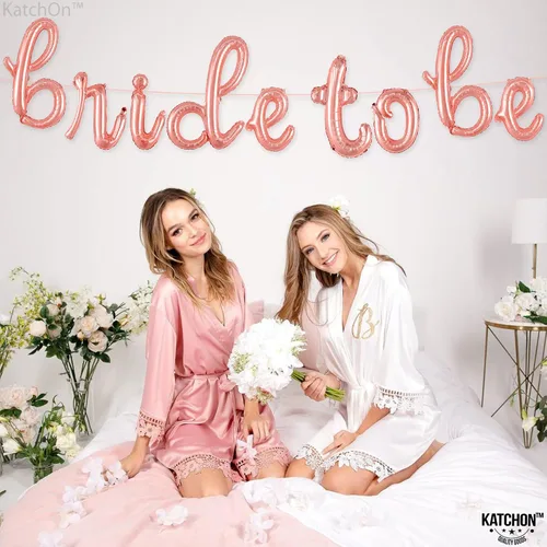 Vista 3 de KatchOn, Globos de oro rosa con texto en inglés "Bride To Be", 16 pulgadas, globos de despedida de soltera para decoraciones de despedida