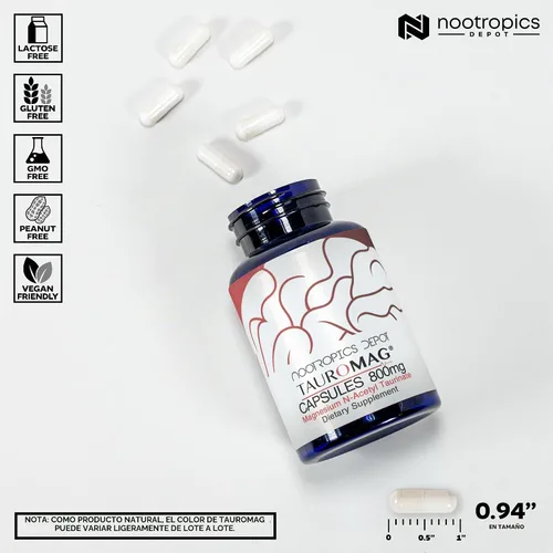 Vista 3 de Nootropics Depot Tauromag Cápsulas 800 mg de magnesio N-acetil taurinato 30