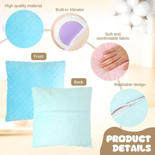 Vista 4 de Kigley Paquete de 2 Almohadas Vibratorias Sensoriales para Niños y Adultos Activadas por Presión 12 x 12 Masaje con Protuberancias de Estimulación