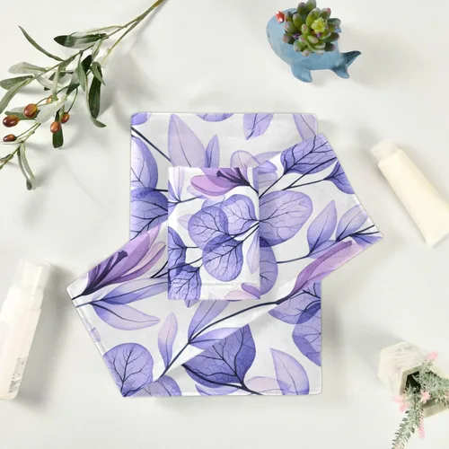 Vista 6 de ALAZA Hermoso juego de 3 toallas de baño decorativas de lujo, 1 toalla de baño, 1 toalla de mano, 1 toallita para la cara, suave, multiusos