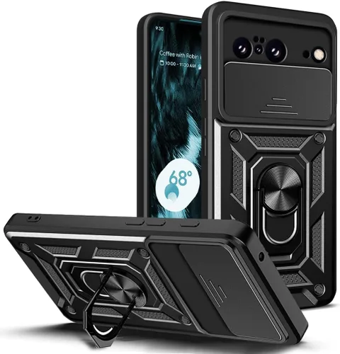 Vista 109 de Compatible con Tecno Pova Neo 2 Bracket Shell, con cubierta deslizante para lente de cámara compatible con Tecno Pova Neo 2 LG6n Case Negro