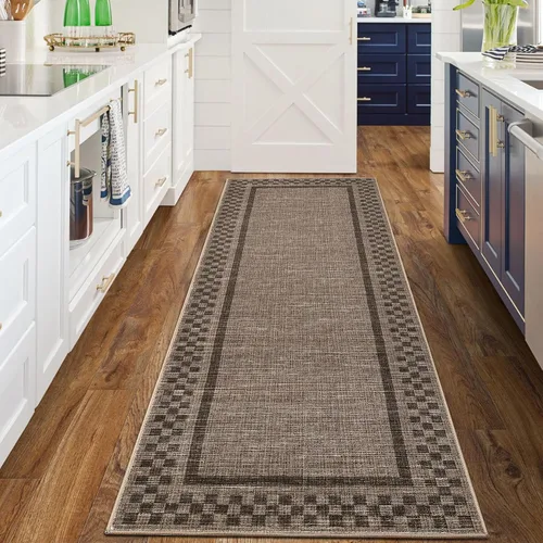 Vista 107 de GarveeHome Alfombra lavable de 5 x 7 pies para sala de estar, alfombra Beige festoneado