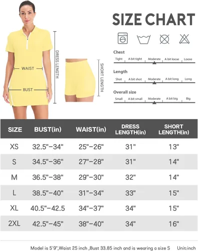 Vista 6 de Hiverlay Vestidos de tenis para mujer con 2 bolsillos, pantalones cortos integrados UPF 50+, vestido de golf para entrenamiento, vestidos atléticos