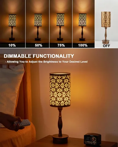 Vista 6 de UMEXUS - Lámpara de mesa inalámbrica pequeña con bombilla recargable Remote Control Timer & Dimmer & RGB Color Changing, Antique Ambient lighting