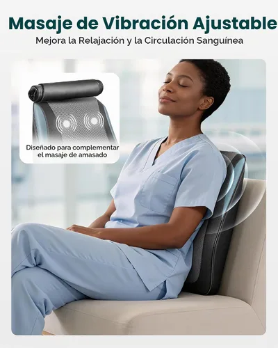Vista 5 de Snailax Masajeador de espalda para dolor de espalda, tejido profundo, masajeador de espalda Shiatsu con calor, almohada de masaje de silla
