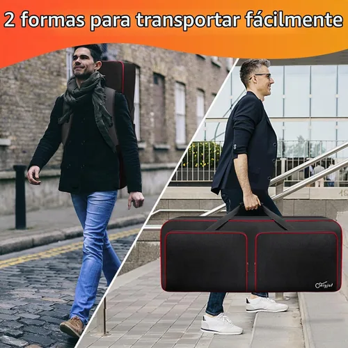 Vista 7 de SNIGJAT Funda para teclado de 49 teclas suave, bolsa de piano con bolsillos acolchados para piezas de instrumentos y accesorios, bolsa impermeable