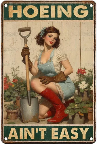 Vista 8 de Letreros vintage de lata de pollo para Coop Retro Garden Letrero de metal Granja Jardinería Girl Poster I Just Want To Work In My Garden And Hang