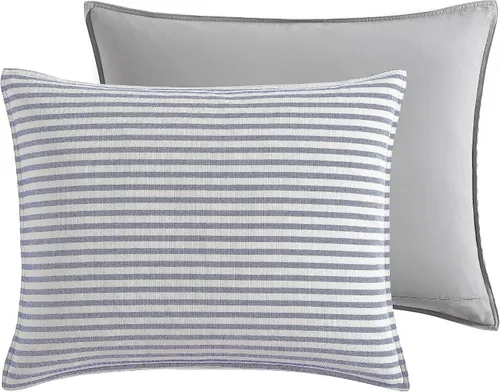 Vista 4 de Nautica - Juego de funda de edredón tamaño individual, ropa de cama reversible de algodón con funda a juego, juego de ropa de cama de inspiración