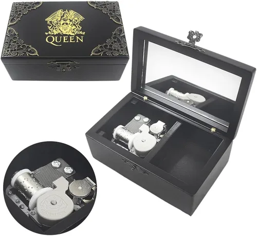 Vista 12 de ROSIKING Caja de música de madera con mecanismo de espejo, joyería tallada, cajas musicales, Navidad, cumpleaños, día de San Valentín, regalos Plays