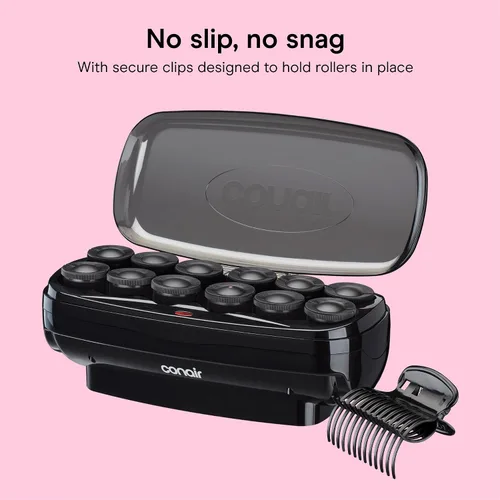 Vista 5 de Conair - Rulos calientes para cabello largo, mediano y corto, 12 rulos calientes Jumbo de 1 ½" con clips, rizadores para mujeres, volumen y rizos