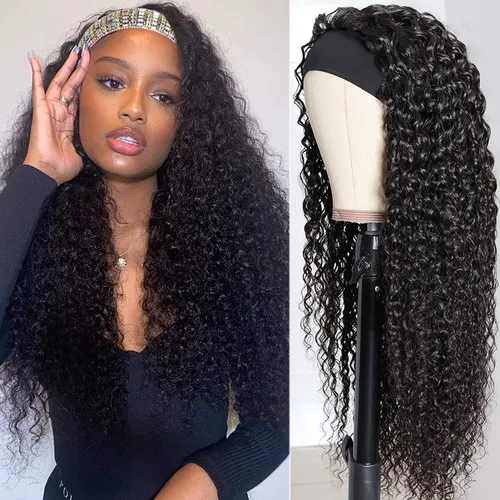Vista 31 de XSY: Peluca de diadema de cabello humano de onda profunda sin pegamento, sin encaje frontal, peluca de diadema rizada, lista para usar y llevar
