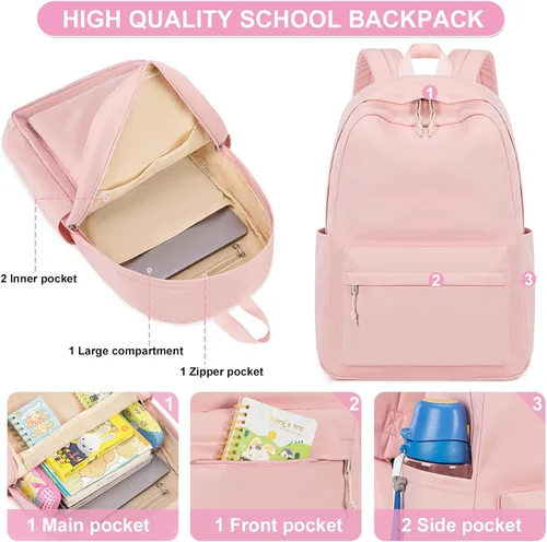 Vista 70 de Bluboon Juego de mochila para adolescentes, mochila escolar para niñas, lonchera y lápices, bolsas para estudiantes, 3 en 1