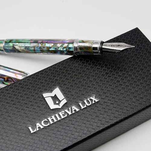 Vista 2 de LACHIEVA LUX Pluma estilográfica y bolígrafo de abulón Sea Shell. 2 bonitos bolígrafos hechos a mano de alta calidad, regalo para hombres y mujeres
