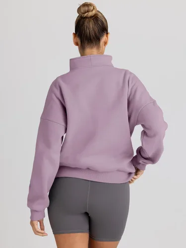 Vista 3 de Trendy Queen - Sudaderas con media cremallera y capucha de gran tamaño, extragrande, para otoño, Y2K, ropa de invierno