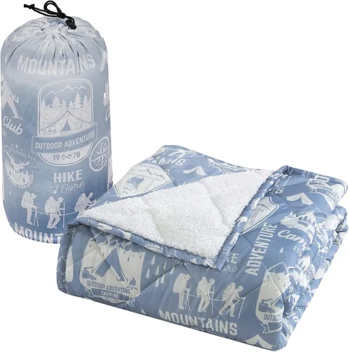 Vista 11 de Coleman Manta reversible para interior y exterior, resistente al agua y Sherpa, 50 x 60 pulgadas, azul