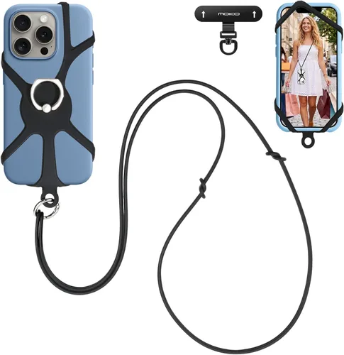 Vista 8 de MoKo Correa cruzada para teléfono, cadena universal para iPhone, Samsung, la mayoría de los teléfonos inteligentes, 1 correa para el cuello, 1