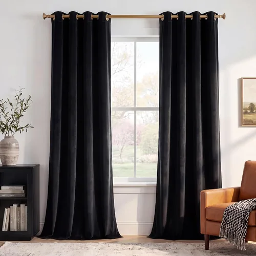 Vista 28 de StangH Cortinas de terciopelo gris de 84 pulgadas para oscurecer la habitación, con aislamiento térmico, cortinas gruesas y pesadas para sala