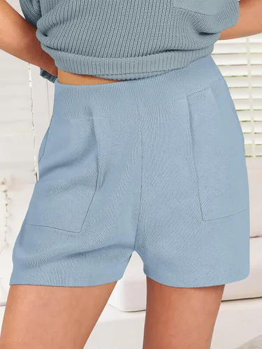 Vista 6 de ANRABESS Conjunto de dos piezas para mujer, suéter corto, suéter y pantalones cortos, conjunto de ropa de descanso
