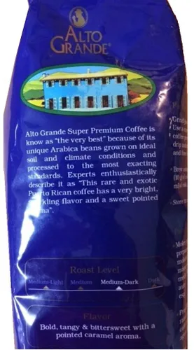 Vista 2 de Alto Grande Granos de café súper premium, tostado medio oscuro, origen único, arábica de Puerto Rico, grano entero, 2 libras (paquete de 1)