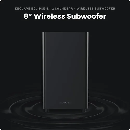Vista 5 de Enclave Eclipse 5.1.2 Dolby Atmos Barra de sonido con subwoofer inalámbrico de 8 pulgadas, incluye 11 controladores personalizados y subwoofer de 8
