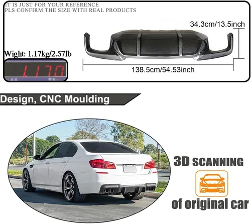 Vista 5 de Difusor trasero de fibra de carbono real para BMW Serie 5 F10 M-Sport 2012