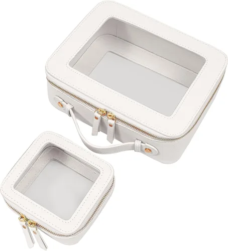 Vista 14 de LETGO Bolsas de Maquillaje Transparentes, Bolsa de Aseo Aprobada por la TSA con Cierre, Organizador de Maquillaje Transparente de Gran Capacidad