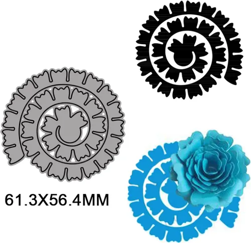 Vista 9 de 10 piezas de troqueles de metal de flores en espiral 3D para hacer tarjetas DIY, álbumes de recortes, troqueles en relieve, plantilla de punzón
