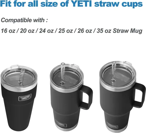 Vista 8 de LUOLAO Tapón de silicona contra derrames para vaso de paja YETI, con tapa