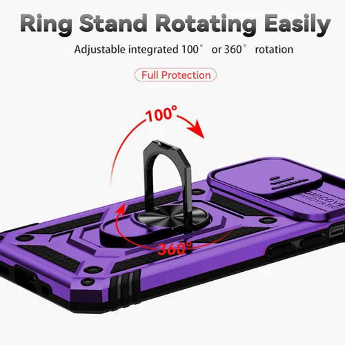 Vista 3 de Funda para iPhone 15, iPhone 15 con funda para cámara y soporte, grado militar, a prueba de golpes, resistente, con soporte magnético