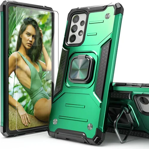 Vista 12 de Funda para Galaxy A52 5G con protector de pantalla, a prueba de caídas, ajuste delgado, con soporte para automóvil, funda protectora ligera